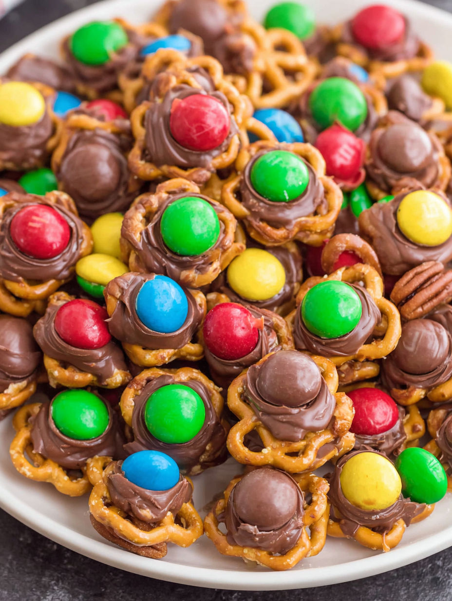 A plate of Rolo Pretzel Bites.