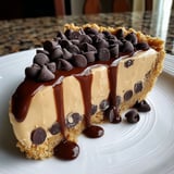 A slice of chocolate chip cookie dough pie.