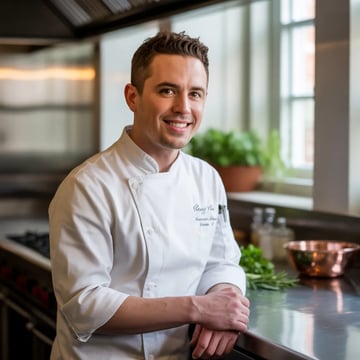 A chef smiles for the camera.