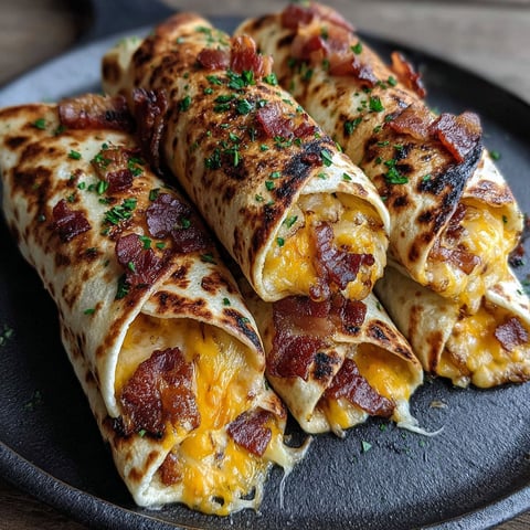 Bacon wrapped rolls with cheese and bacon.