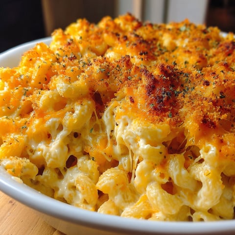 A bowl of macaroni and cheese.