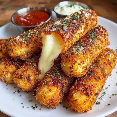 Nashville Hot Mozzarella Sticks on a plate.