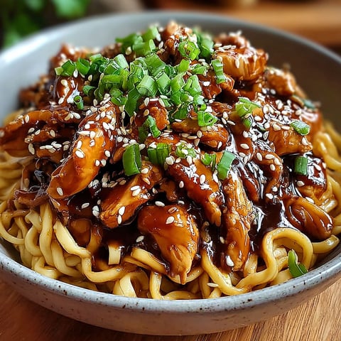 A bowl of chicken teriyaki noodles.