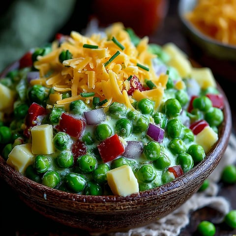 A bowl of delicious Irish pea salad.