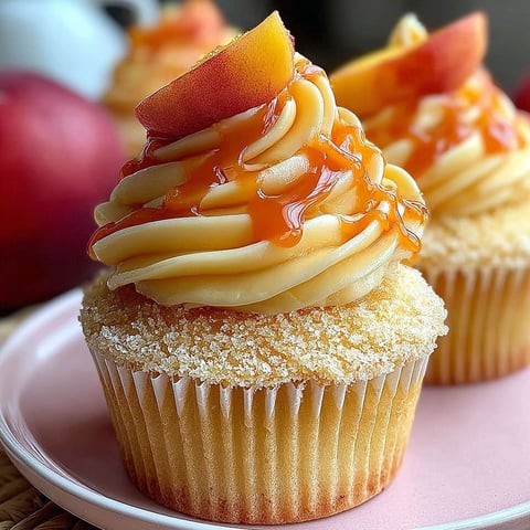 Peach Bellini Cupcakes with caramel icing.