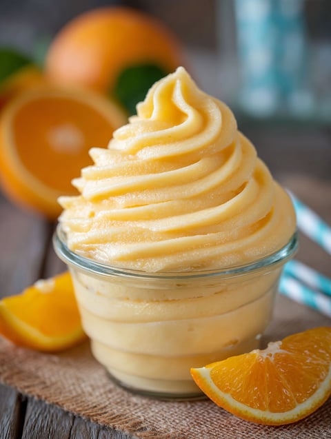 A glass of orange Dole Whip.