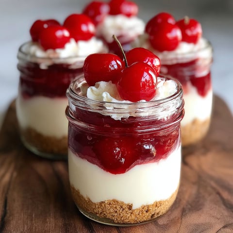 A jar of cherry cheesecake.