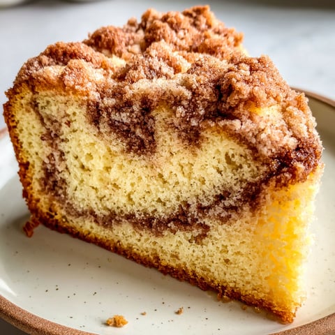 A slice of sour cream coffee cake.