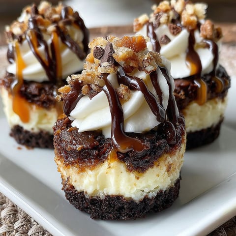 Two loaded brownie cheesecake cups.