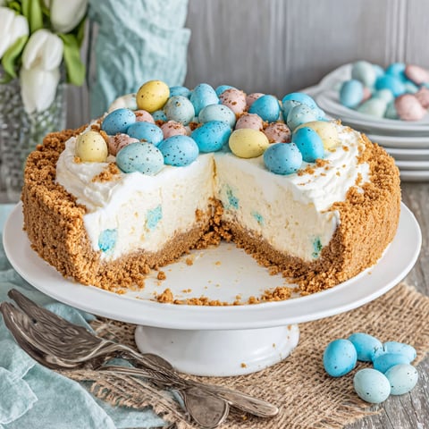 A slice of Easter Egg Cheesecake.
