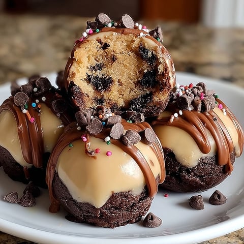 Chocolate Cookie Dough Brownie Bombs.