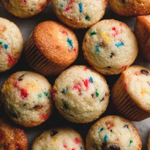 A pile of colorful muffins.