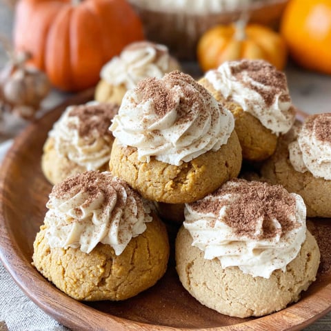 A plate of soft pumpkin cookies with cinnamon frosting.