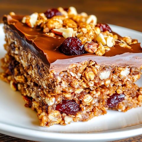 A slice of chocolate and granola bar.