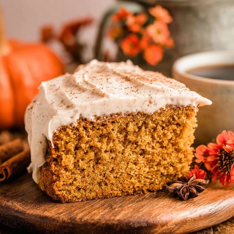 A slice of pumpkin spice latte cake.