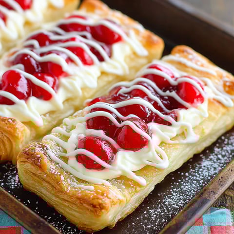A delicious cherry cream cheese danish.