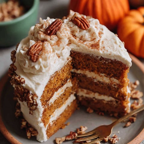 A slice of vegan pumpkin spice cake.