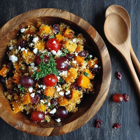 A bowl of food with a spoon next to it.