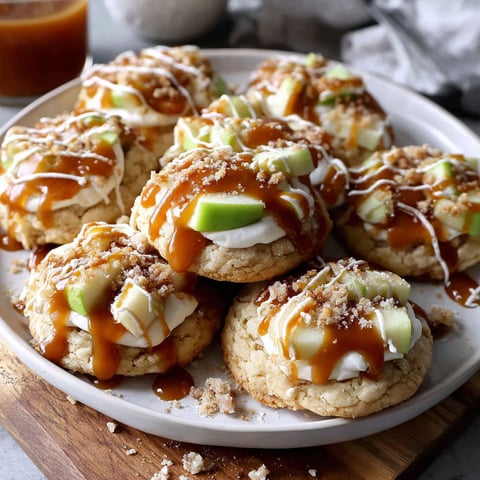A plate of cookies with caramel drizzled on top.