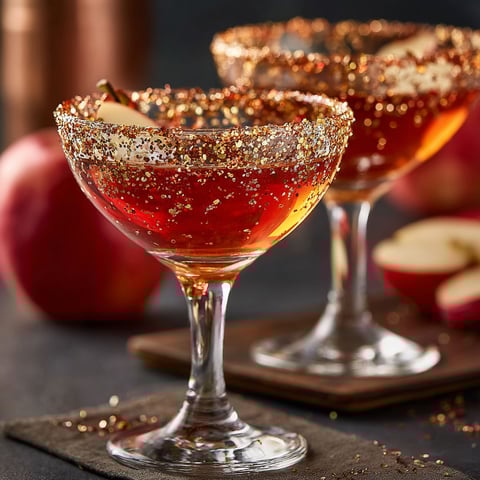 Two glasses of Cursed Apple Martini.
