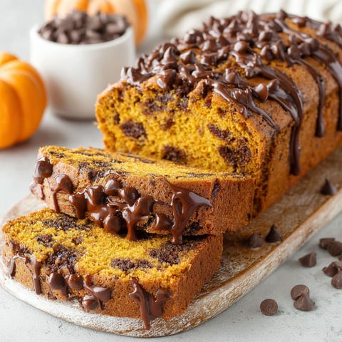 A slice of chocolate chip pumpkin bread with brown butter.