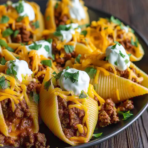 A plate of taco stuffed shells.
