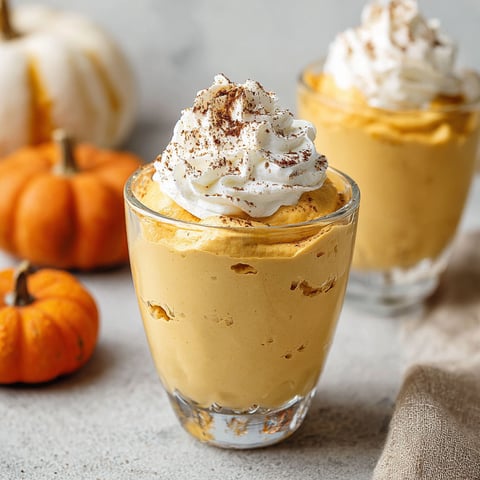 A glass of pumpkin mousse with whipped cream on top.