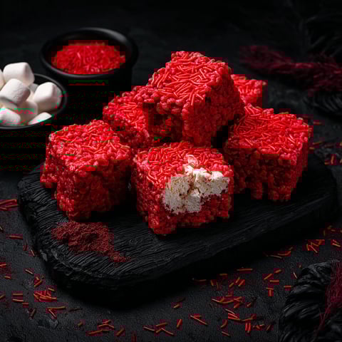 A close up of a no-bake Halloween treat made with rice krispies.