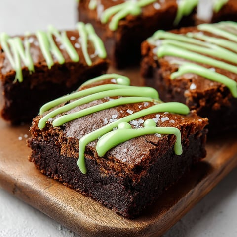 Green Monster Brownies on a wooden board.