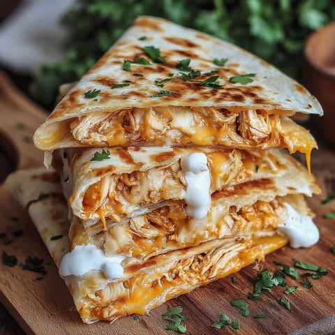 A stack of quesadillas with white cheese and green onions.