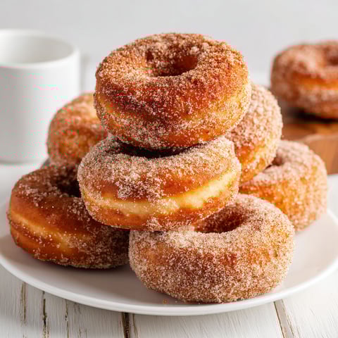 A plate of sugar coated doughnuts.