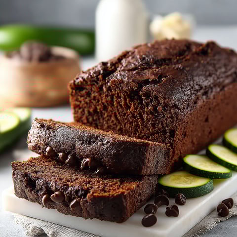 A slice of moist chocolate zucchini bread.