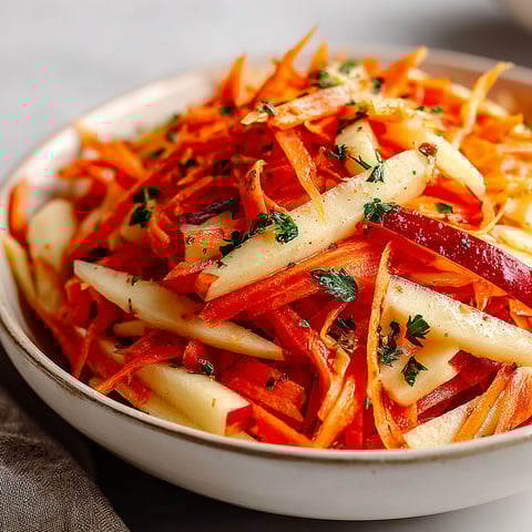 A bowl of carrots and apples.
