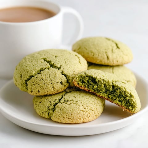 Green tea cookies on a plate.