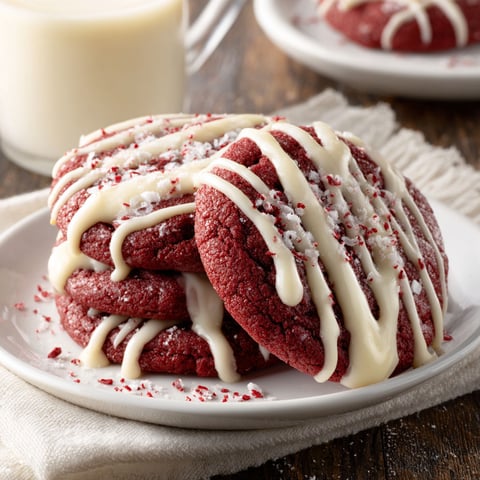 Red velvet cookies with white icing.