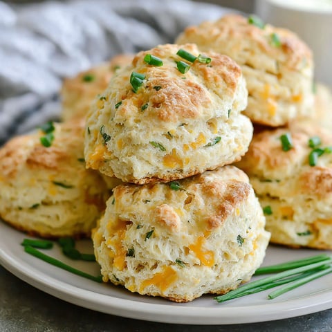 A stack of cheddar chive scones on a plate.