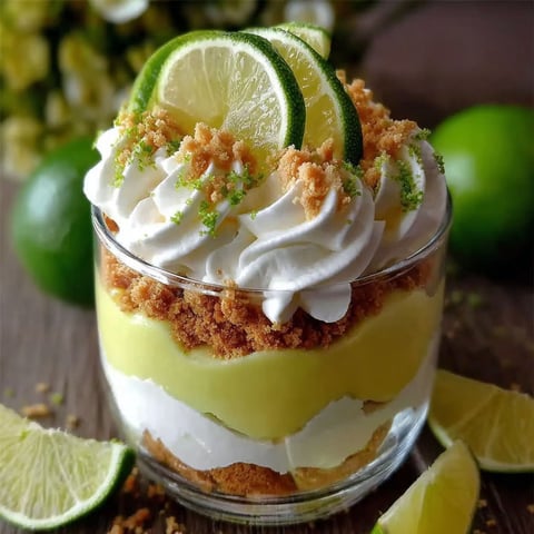 A glass of dessert with a slice of lime on top.