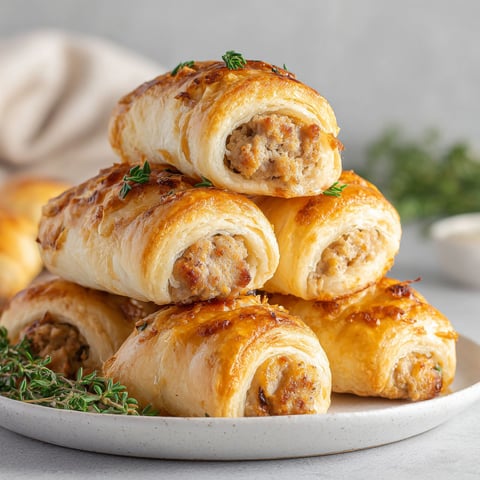 A stack of chicken and apple sausage crescent rolls.