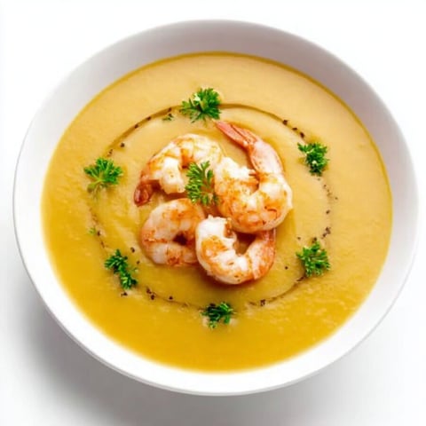 A bowl of creamy shrimp bisque.