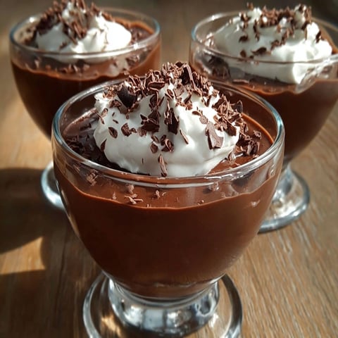 Three glasses of chocolate pudding.