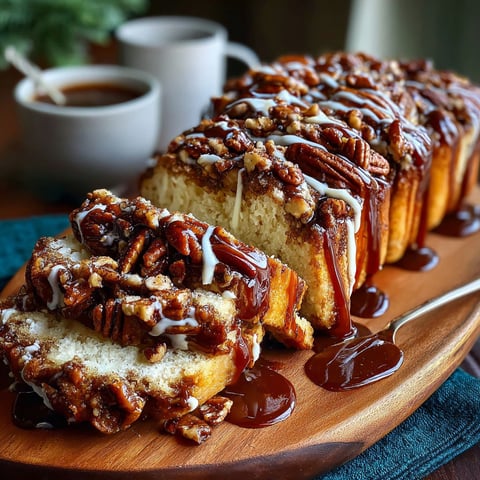 A slice of pecan sticky babka with chocolate drizzle.
