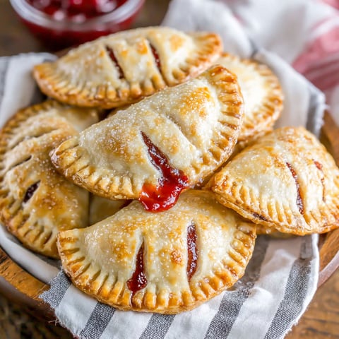 A plate of cherry hand pies.