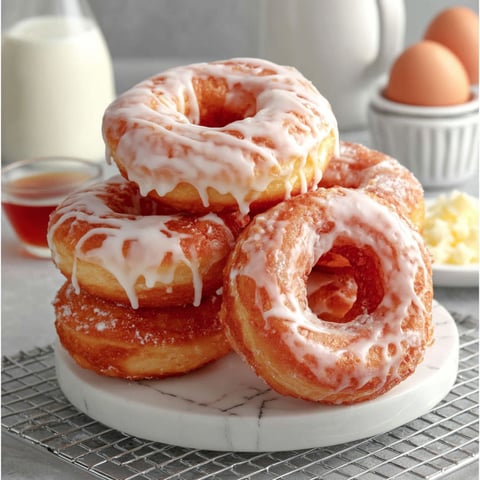 A stack of sour cream donuts.