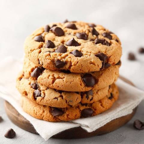 A stack of chocolate chip cookies.
