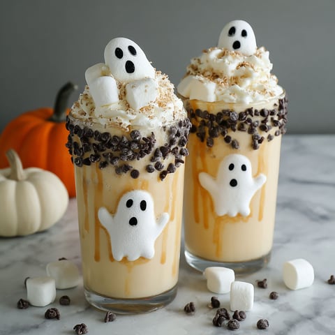 Two glasses of ghostly vanilla milkshake.