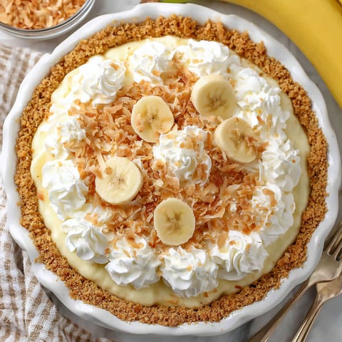 A slice of banana coconut cream pie.