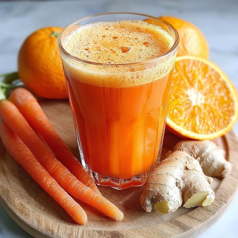 A glass of carrot juice with orange and ginger.
