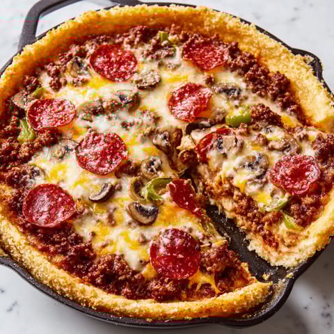 A hearty pizza pie recipe with pepperoni and mushrooms.