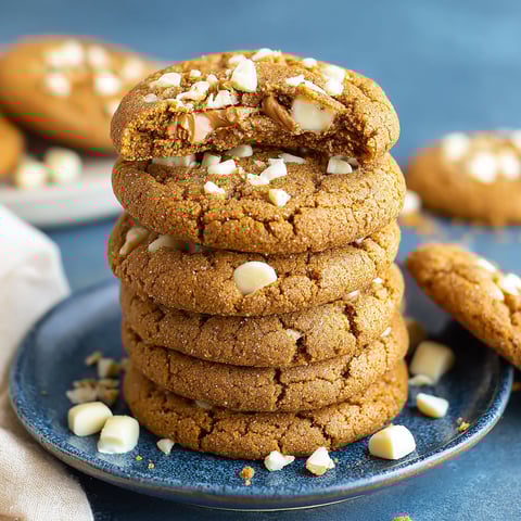A stack of Biscoff cookies on a plate.