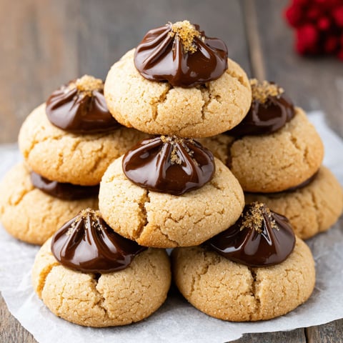 A stack of peanut butter blossom cookies.